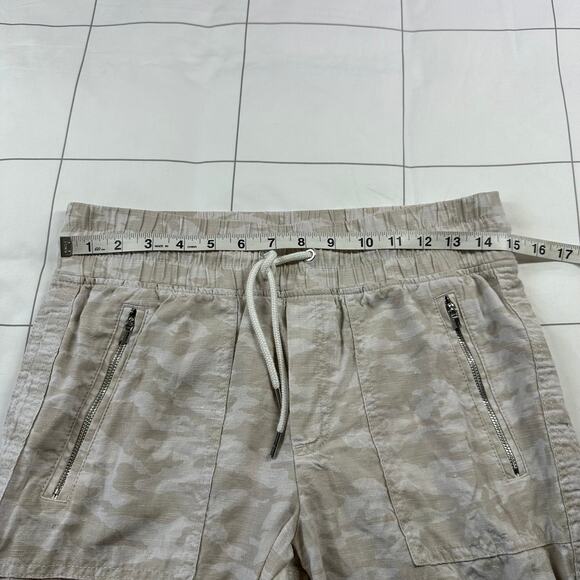 Athleta Pants Womens 4 Cream Camo Cabo Tide Linen Jogger Drawstring Lightweight - Picture 8 of 13